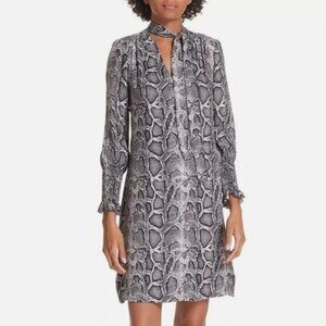 Rebecca Taylor Silk Snake skin pattern tie neck dress